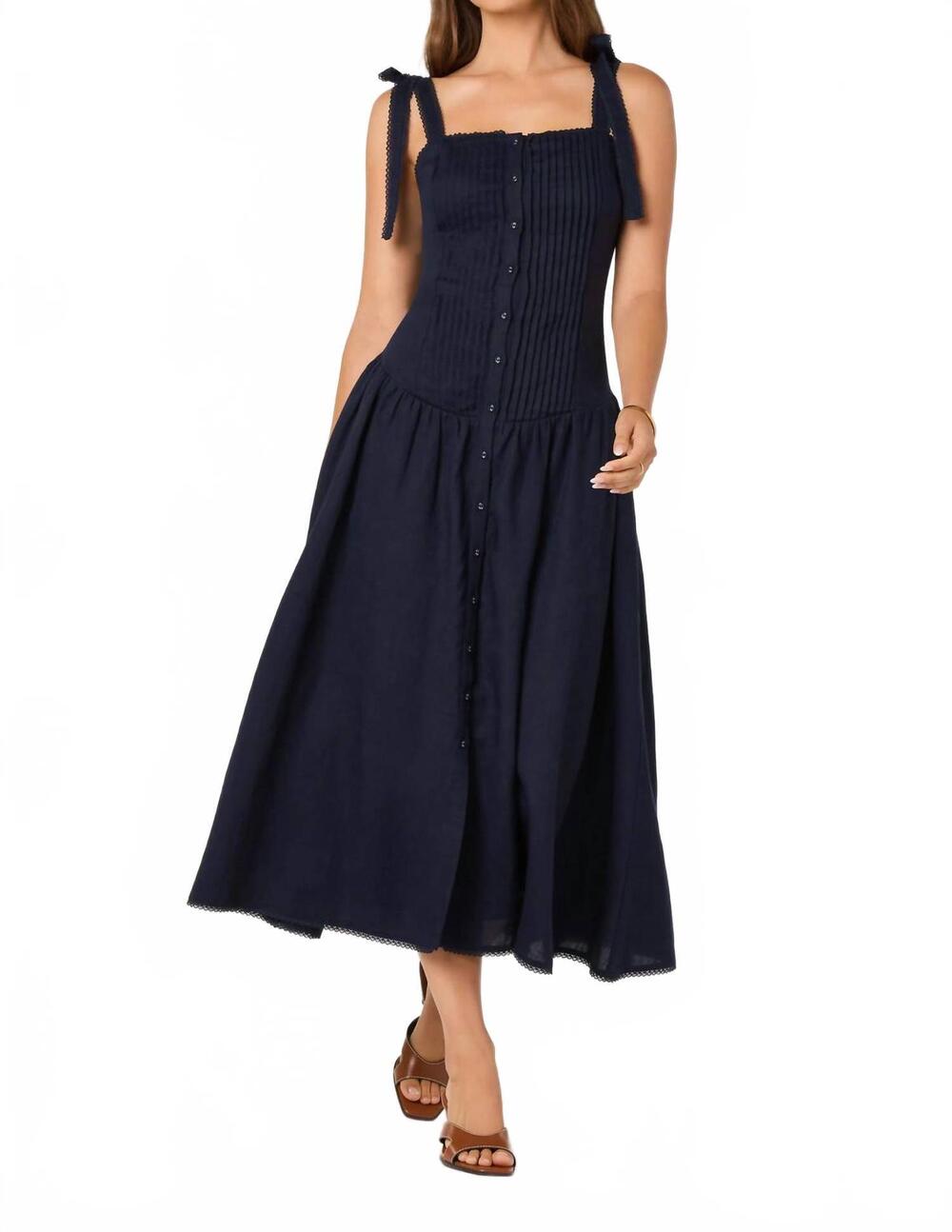 NEW ASTR marie drop waist midi dress in navy